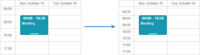 how to change scale spacing in calendar