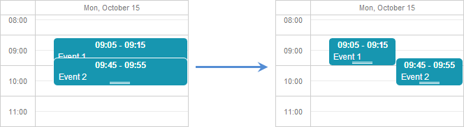 prevent short events from overlapping
