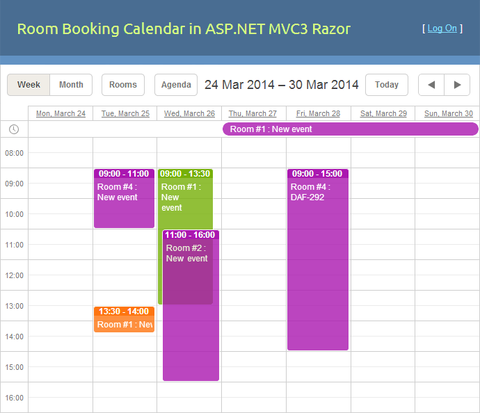 room booking demo calendar mvc3
