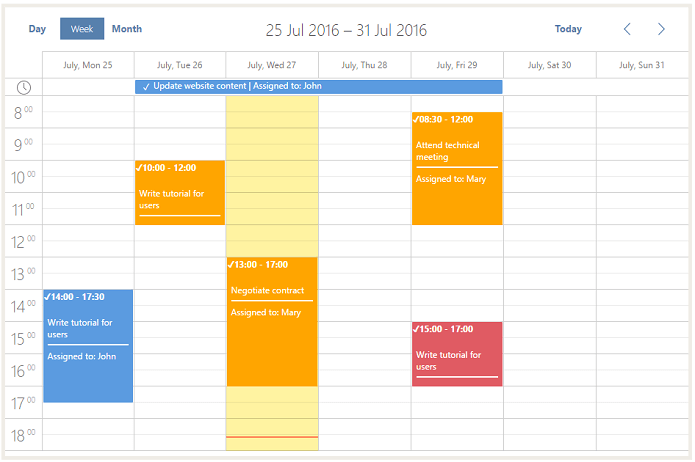 calendar checked events