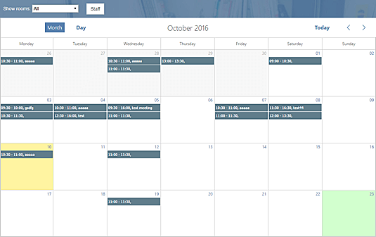 View Office Meeting Rooms Calendar in ASP.NET MVC5